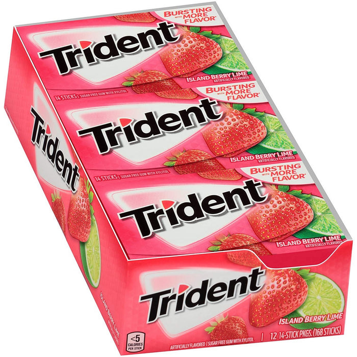 Trident Island Berry Lime Sugar Free Gum Value Pack, 12 x 14 ct