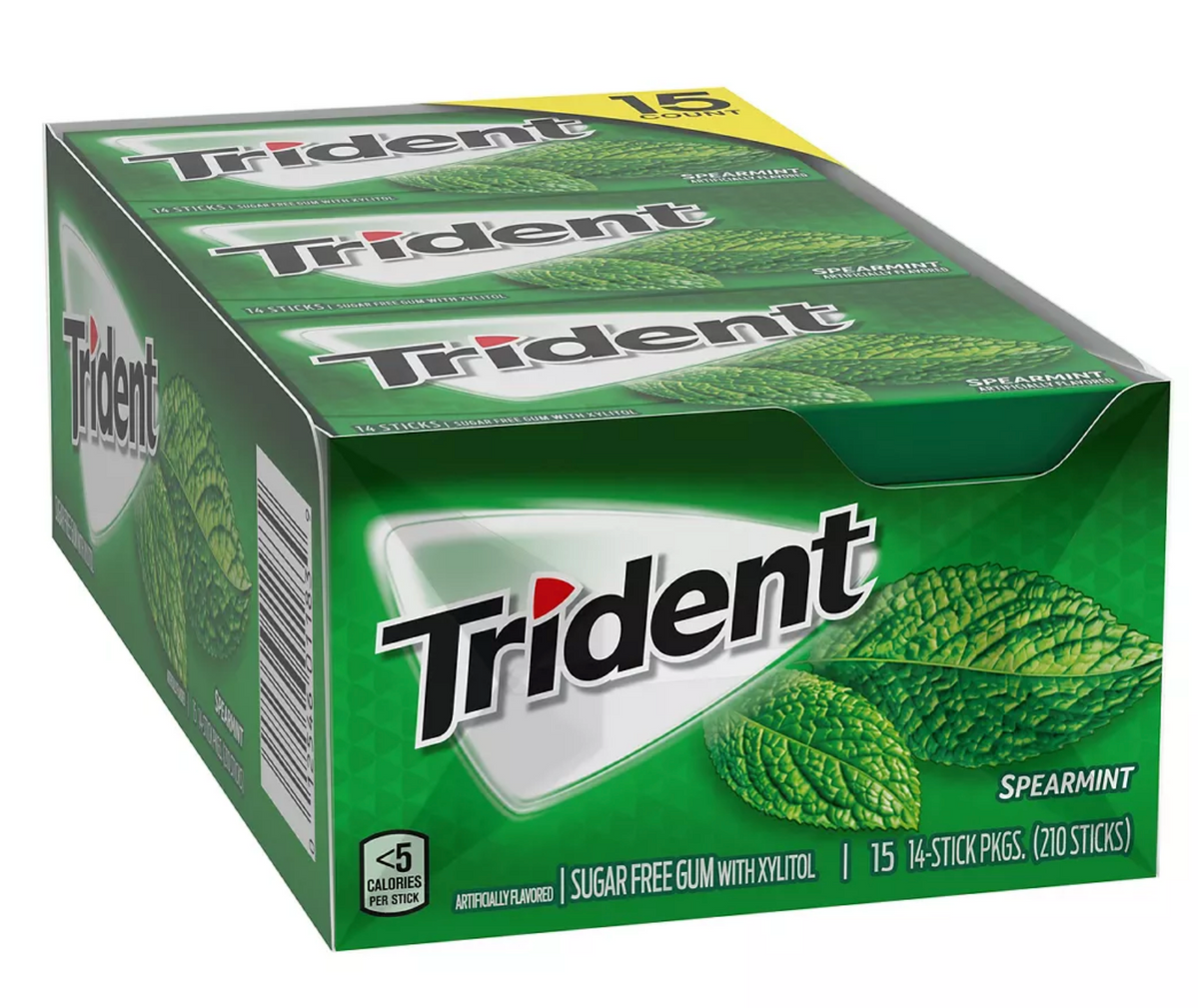 Trident Spearmint Sugar-Free Chewing Gum , 15 Ct — Goisco.com