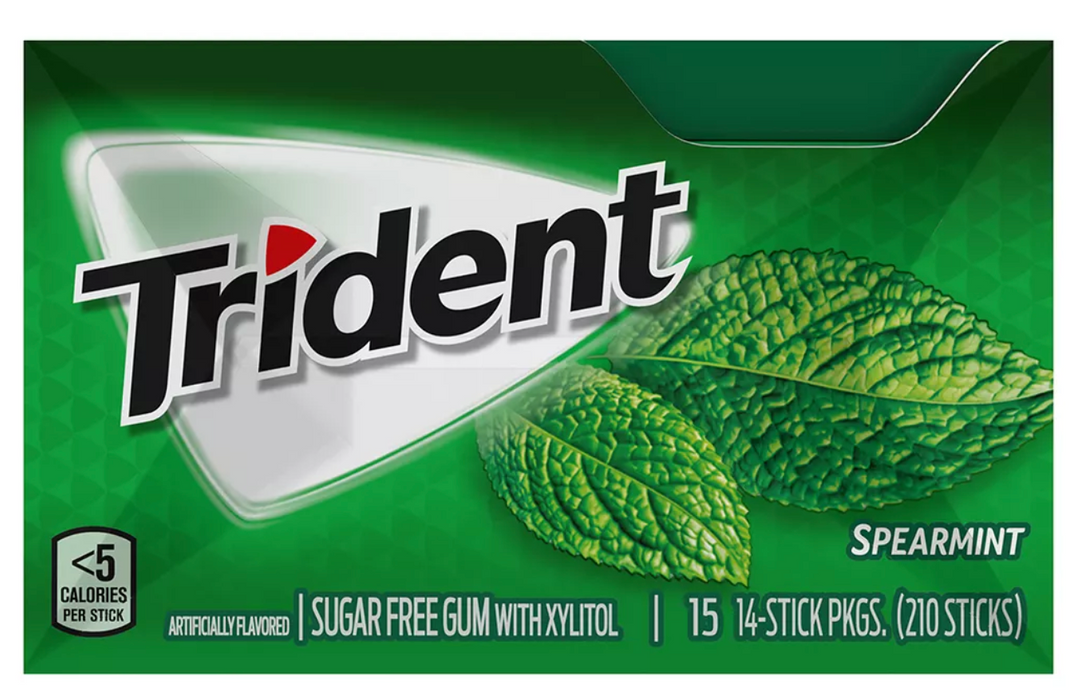 Trident Spearmint Sugar-Free Chewing Gum , 15 ct