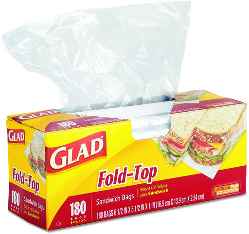 Glad Fold-Top Clear Sandwich Bags, 180 ct