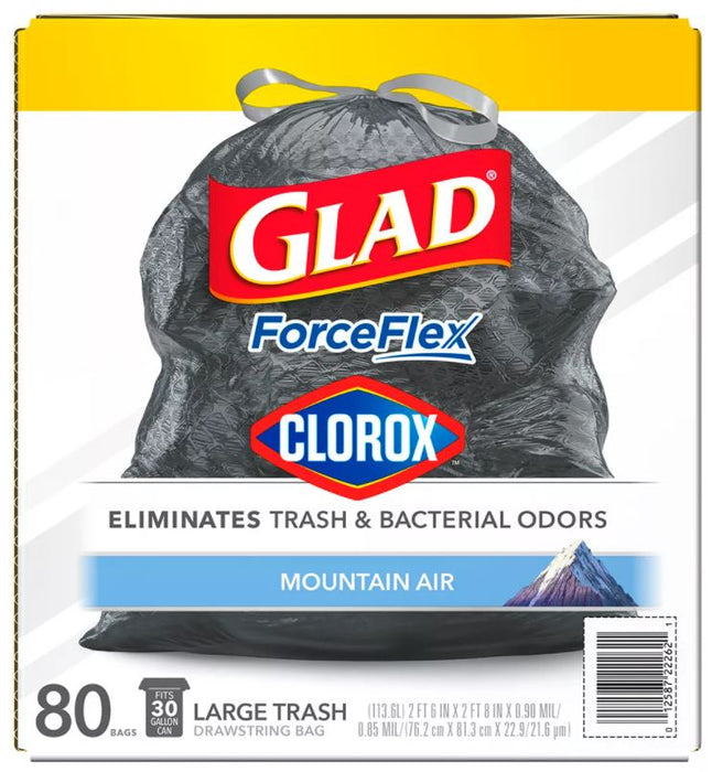 Glad Force Flex Drawstring Trash Bags, 30 Gallon, 80 ct