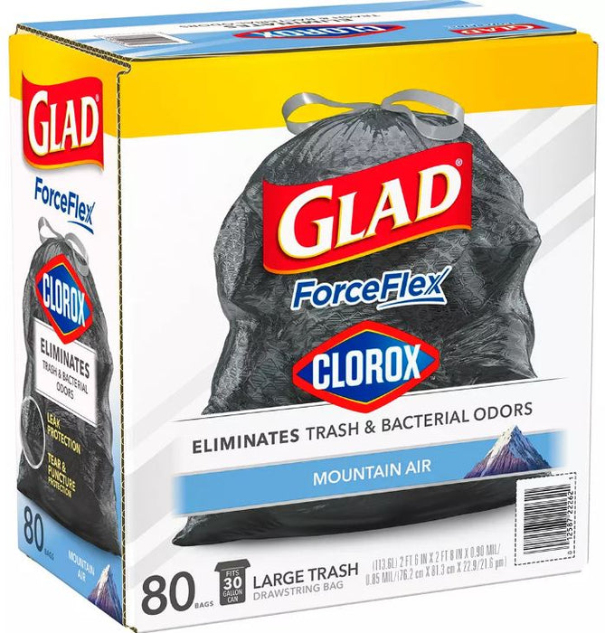 Glad Force Flex Drawstring Trash Bags, 30 Gallon, 80 ct