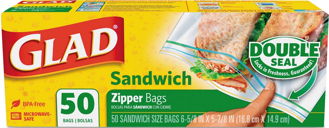 Glad Sandwich Zipper Bags , 50 ct