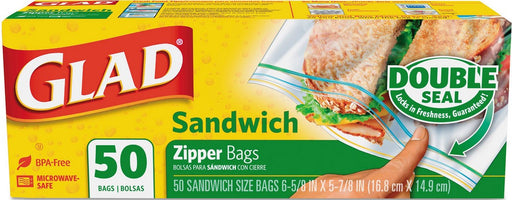 Glad Sandwich Zipper Bags , 50 ct