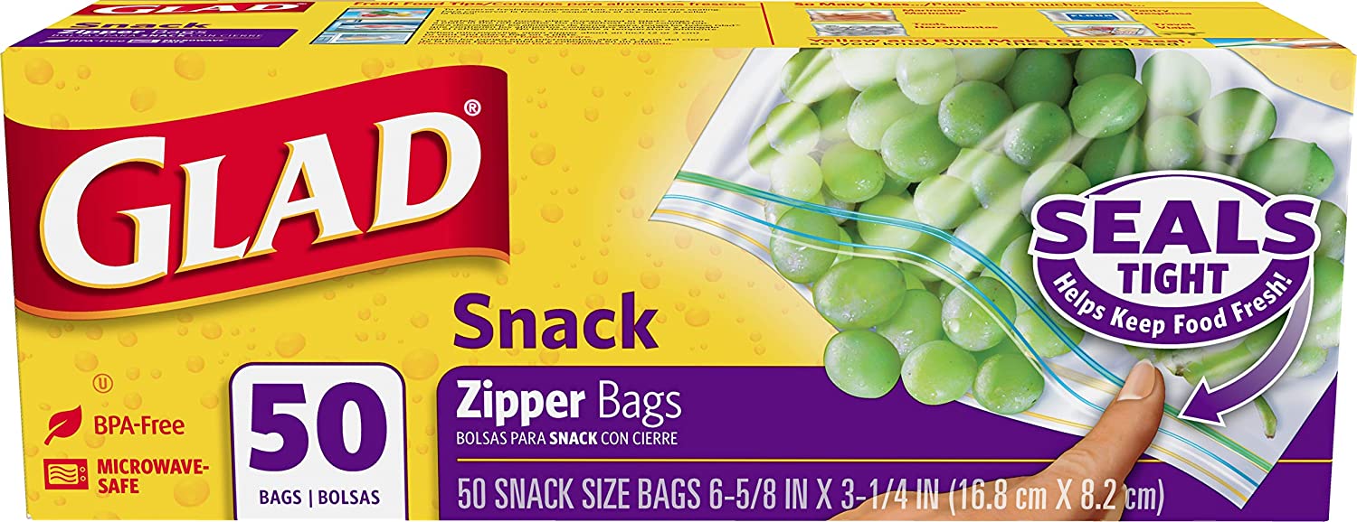Glad Snack Zipper Bags, Seals Tight , 50 ct —