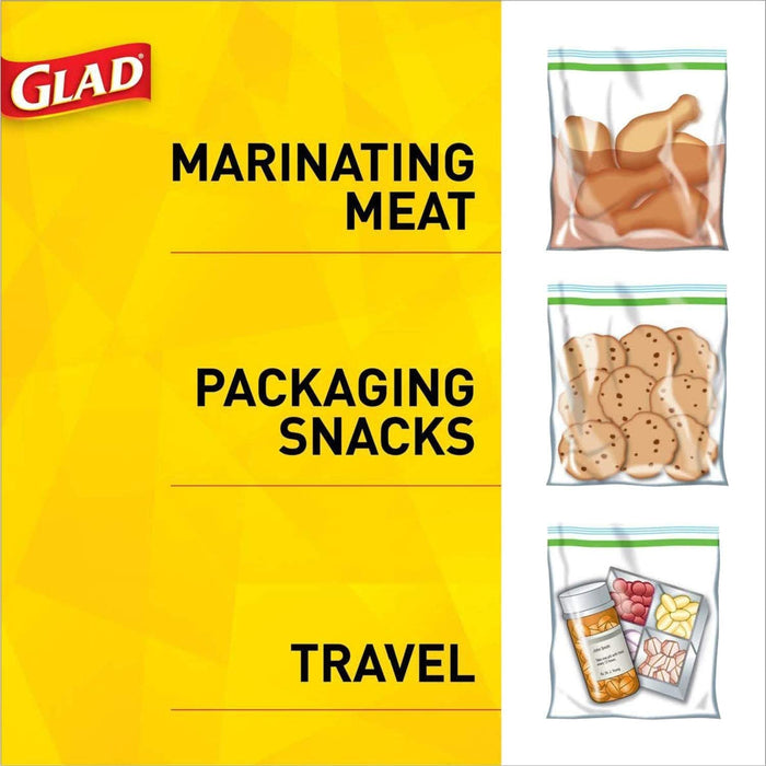 Glad Snack Zipper Bags, Seals Tight , 50 ct