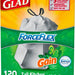 Glad Forceflex 13 Gal Tall Kitchen Drawstring Bags with Gain Odorshield, 120 ct