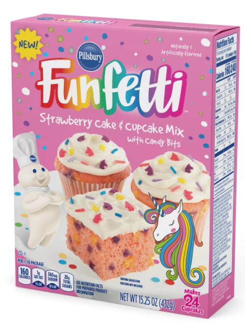 Pillsbury Funfetti Unicorn Strawberry Cake & Cupcake Mix , 15.25 oz