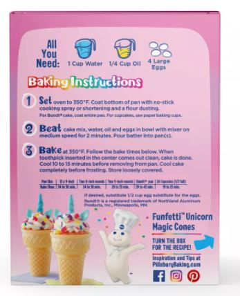 Pillsbury Funfetti Unicorn Strawberry Cake & Cupcake Mix , 15.25 oz