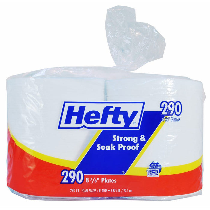 Hefty Strong and Soak Proof Foam Plates, 8.875 inches, 290 ct