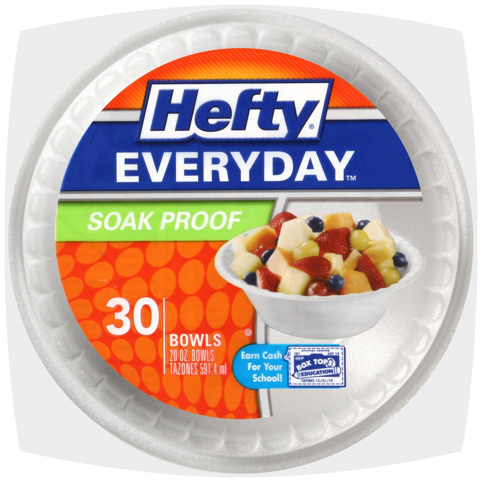 Hefty Everyday Soak Proof Bowls, 20 oz, 30 ct