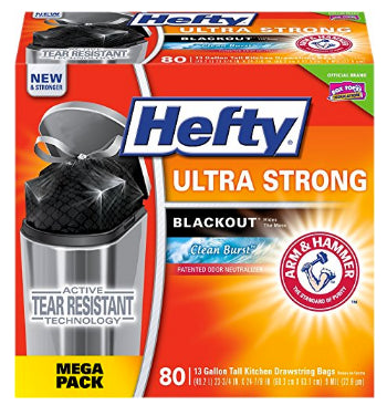 Hefty Ultra Strong Tall Kitchen Bags, 13 Gallons, 80 ct