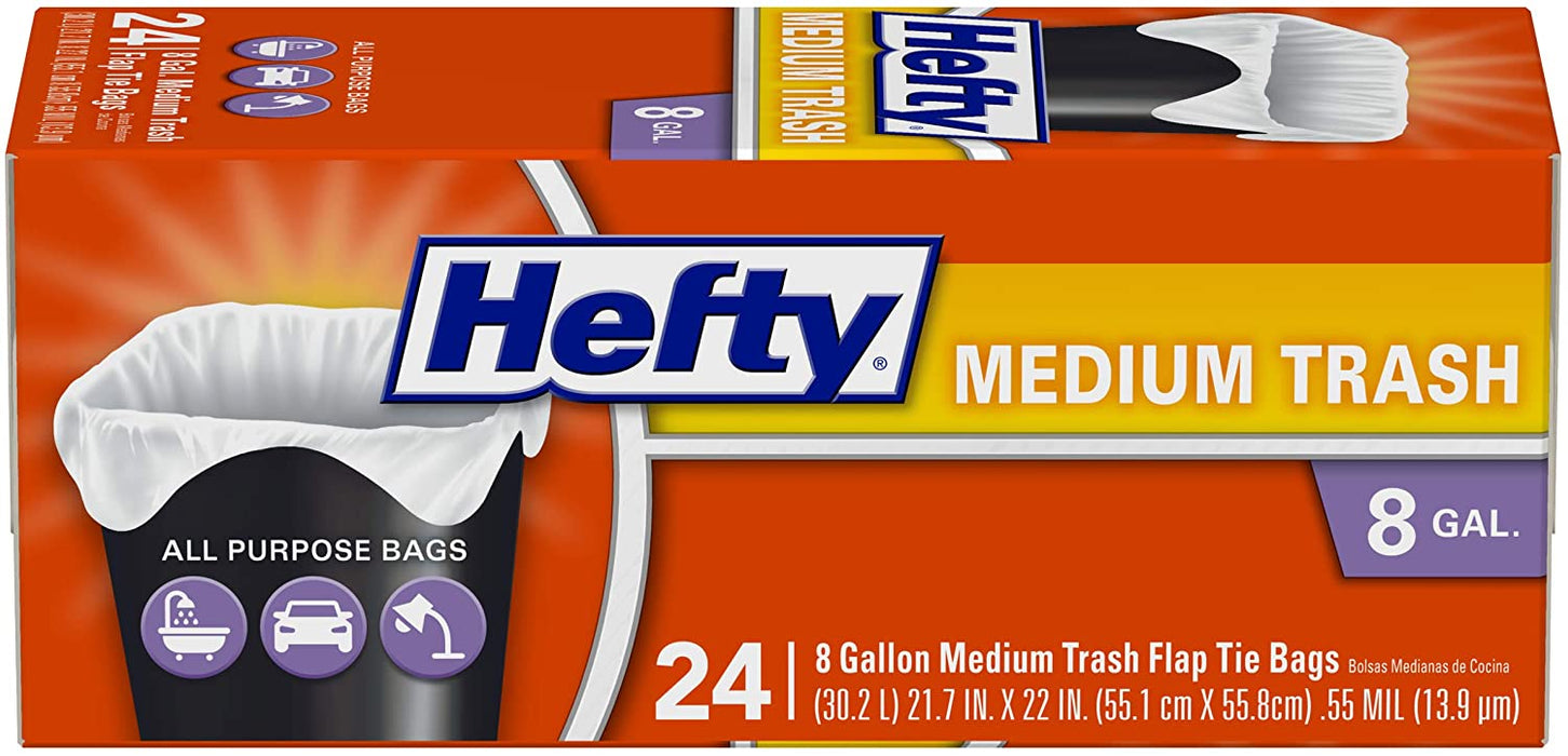 Hefty Medium All Purpose Trash Bags, 8 Gallon , 24 ct