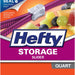 Hefty Storage Slider Bags, Quart, 100 ct