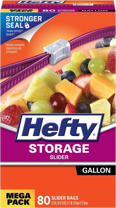 Hefty Storage Slider Bags, Gallon, 80 ct