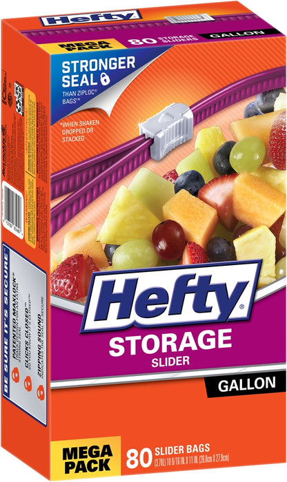 Hefty Storage Slider Bags, Gallon, 80 ct