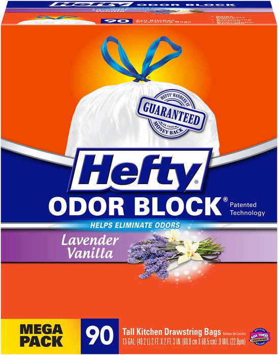Hefty Odor Block, Tall Kitchen Bags, 13 Gallons, 90 ct