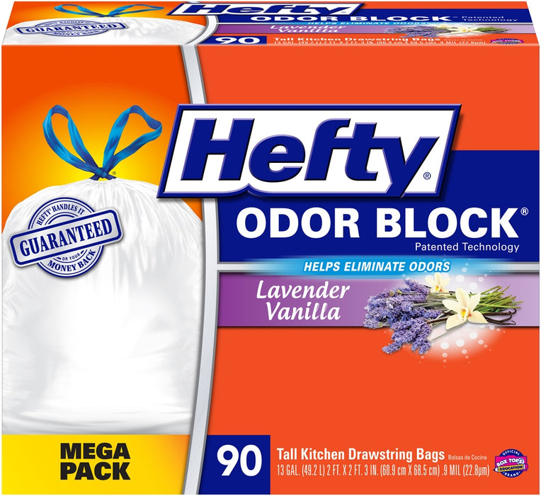 Hefty Odor Block, Tall Kitchen Bags, 13 Gallons, 90 ct