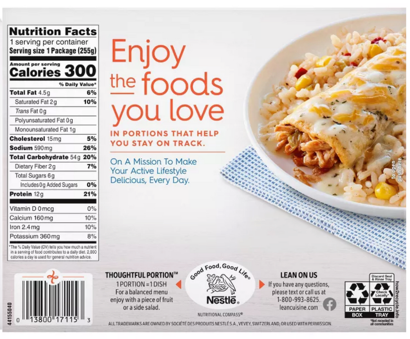 Lean Cuisine Frozen Simple Favorites Chicken Enchilada Suiza , 9 oz