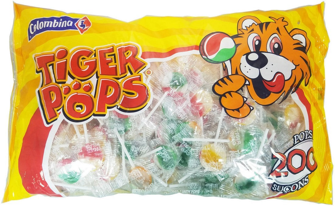 Colombina Tiger Pops Assorted Fruit Flavor Lollipops, 200 ct