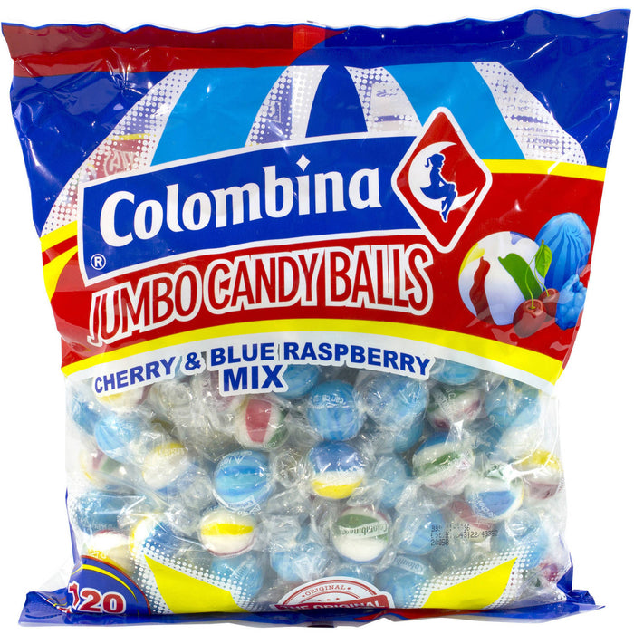 Colombina Jumbo Candy Balls Cherry & Blue Raspberry Mix, 120 ct