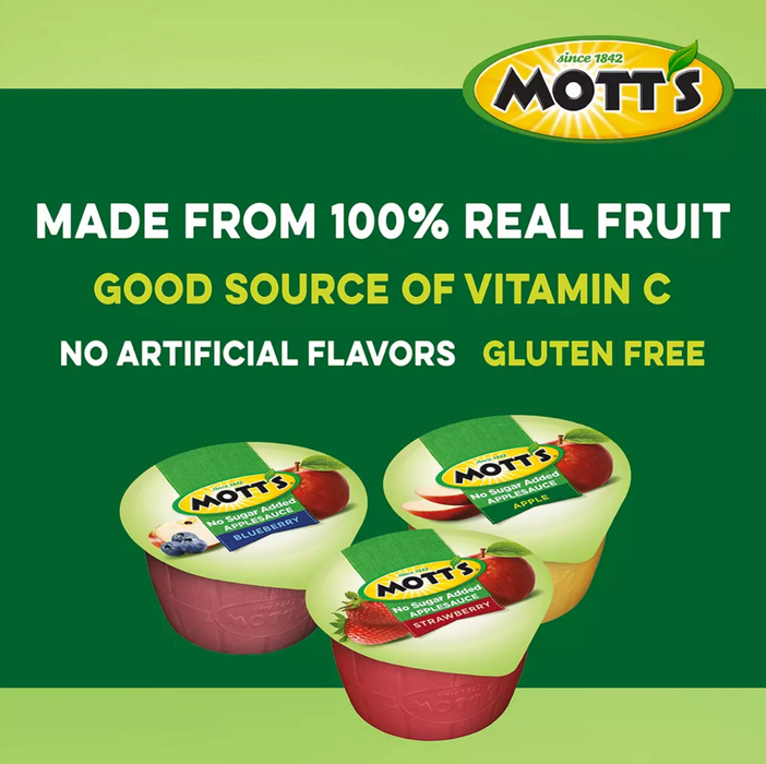 Mott's No Sugar Added Applesauce Cups, Variety Pack , 36 x 3.9 oz