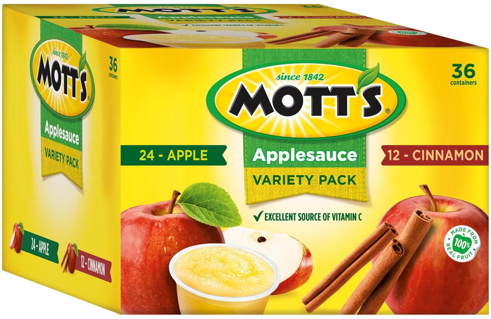 Mott's Applesauce Variety Pack, Apple & Cinnamon, 36 x 4 oz