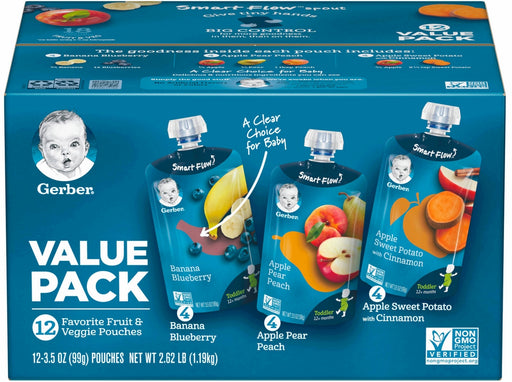 Gerber Graduates Grabbers Fruit & Vegetable Pouches, Value Pack, 12 x 3.5 oz