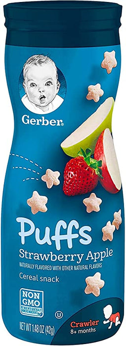 Gerber Graduates Puffs Strawberry Apple Cereal Snack , 1.48 oz