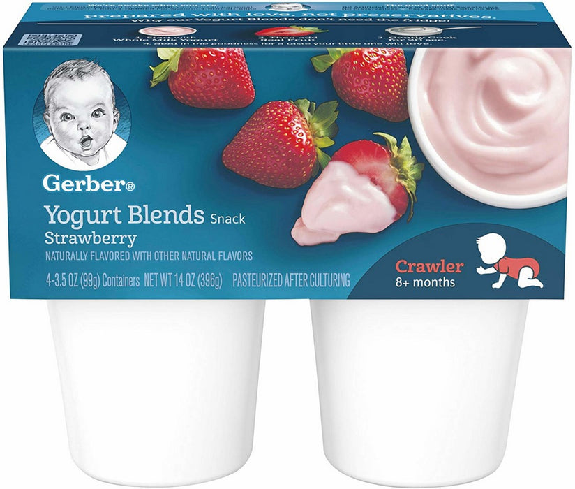 Gerber Yogurt Blends, Strawberry, 4 x 3.5 oz