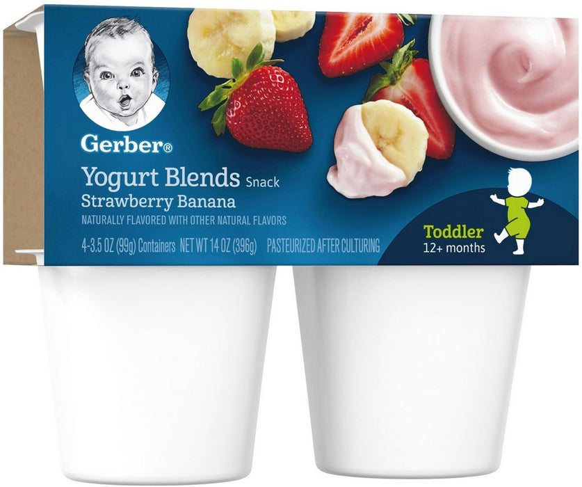 Gerber Yogurt Blends, Strawberry Banana, 4 x 3.5 oz