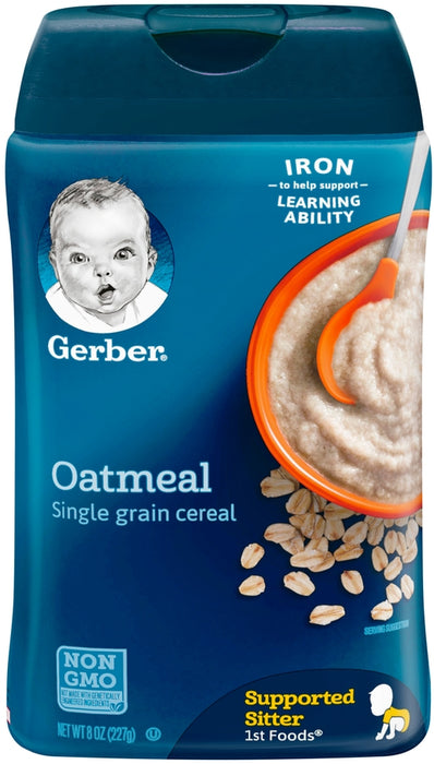 Gerber Oatmeal Single Grain Cerel, Supported Sitter 1st Foods, 8 oz 