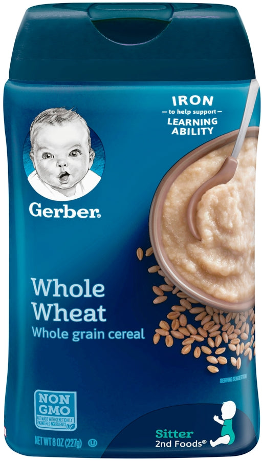 Gerber Whole Wheat Whole Grain Cereal, Sitter 2nd Foods, 8 oz 