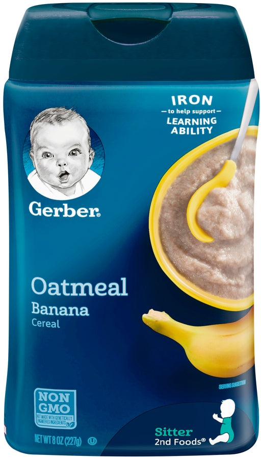 Gerber Oatmeal Banana Cereal, Sitter 2nd Foods, 8 oz