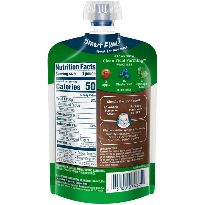 Gerber Organic Sitter 2nd Foods Pouch, Apple Blueberry Spinash Flavor , 3.5 oz