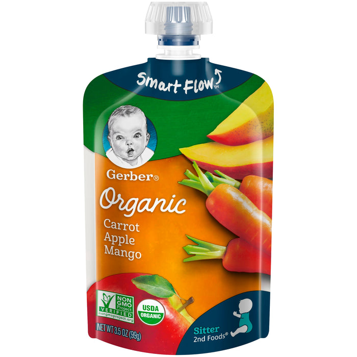 Gerber Organic Sitter 2nd Foods Pouch, Carrot Apple Mango Flavor , 3.5 oz