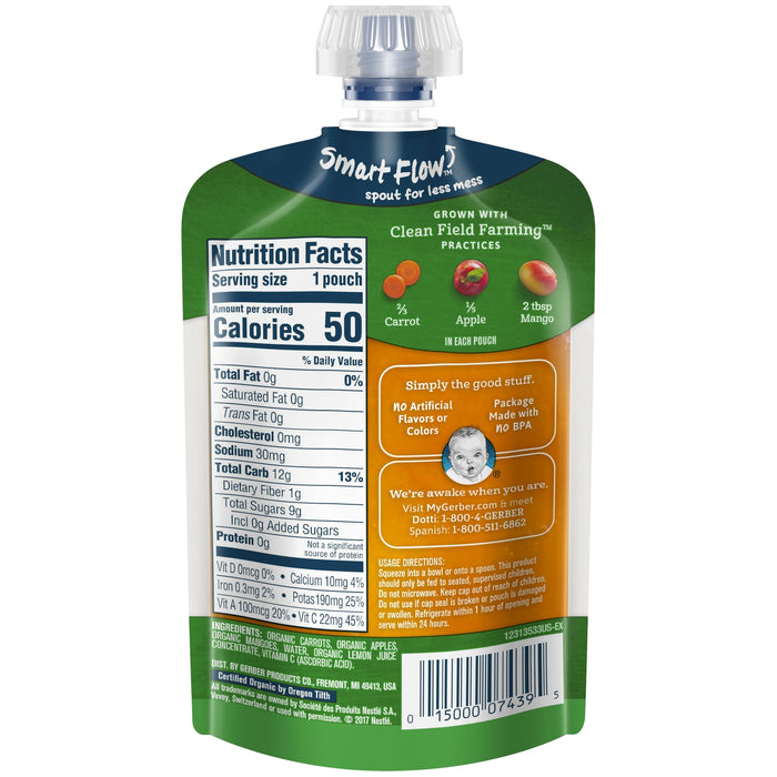 Gerber Organic Sitter 2nd Foods Pouch, Carrot Apple Mango Flavor , 3.5 oz