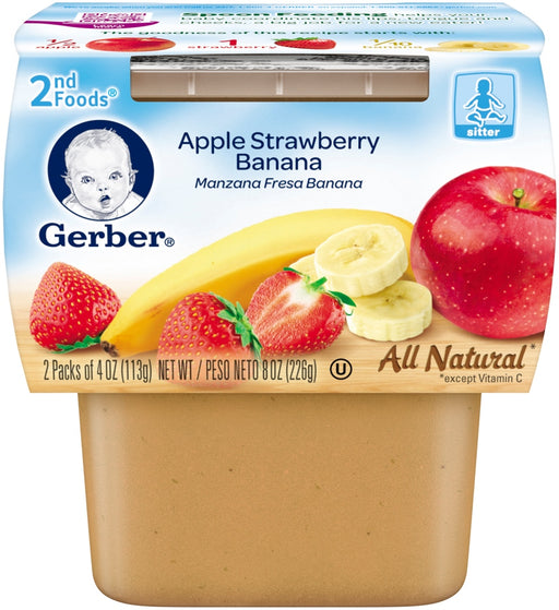 Gerber 2nd Foods Infant Nutrition, Apple Strawberry Banana, 2 x 4 oz