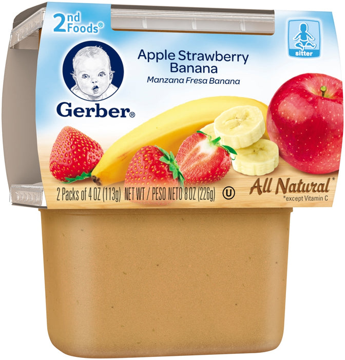 Gerber 2nd Foods Infant Nutrition, Apple Strawberry Banana, 2 x 4 oz