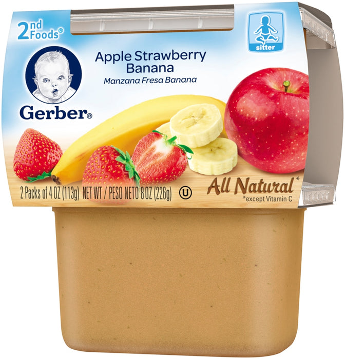 Gerber 2nd Foods Infant Nutrition, Apple Strawberry Banana, 2 x 4 oz