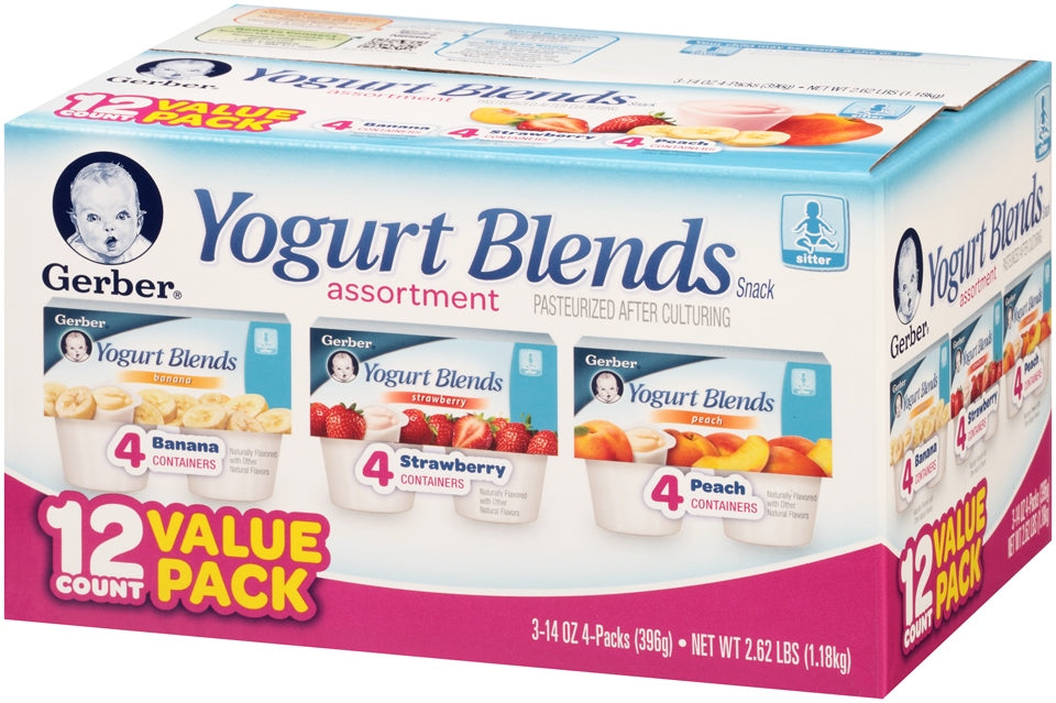 Gerber Yogurt Blends Snack Assortment, Value Pack, 12 x 14 oz
