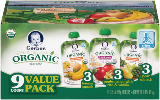 Gerber Organic Baby Food Pouches, Value Pack, 5 oz