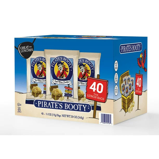 Pirates Booty Aged White Cheddar Popcorn , 40 ct