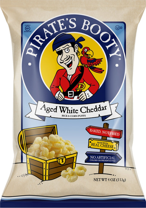 Pirate's Booty Rice & Corn Popps Value Pack, Aged White Cheddar, 36 x 14 gr