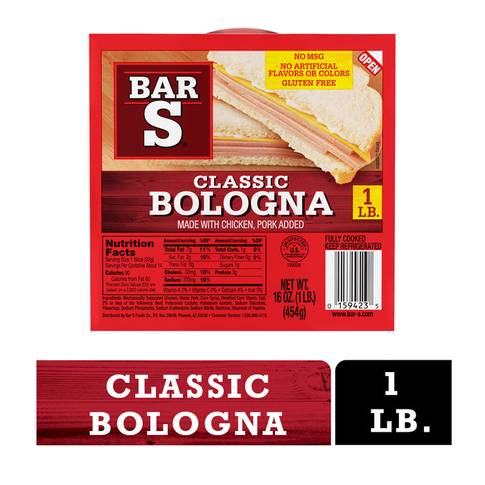 Bar S Classic Sliced Bologna , 16 oz