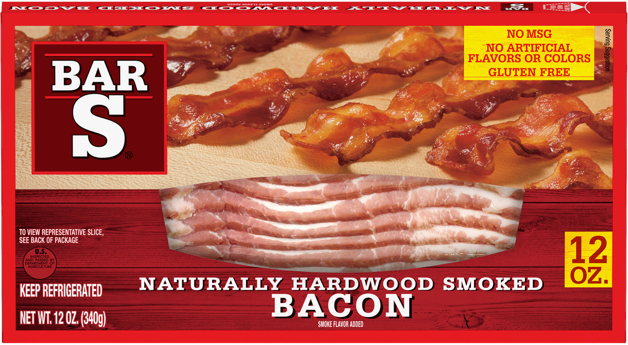 Bar S Naturally Hardwood Smoked Bacon , 12 oz