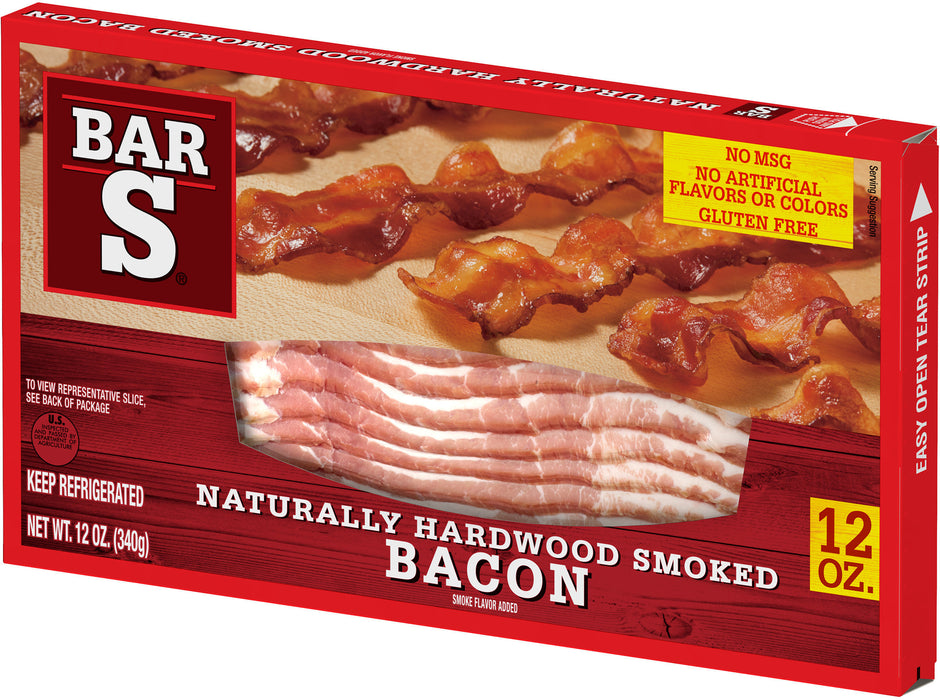 Bar S Naturally Hardwood Smoked Bacon , 12 oz