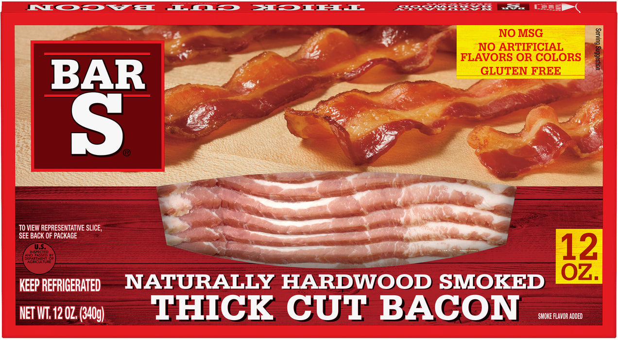 Bar S Naturally Hardwood Smoked Thick Cut Bacon , 12 oz