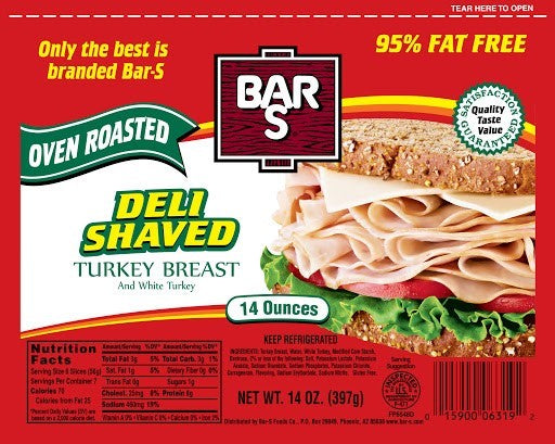 Bar-S Oven Roasted Deli Shaved Turkey Breast, 397 gr