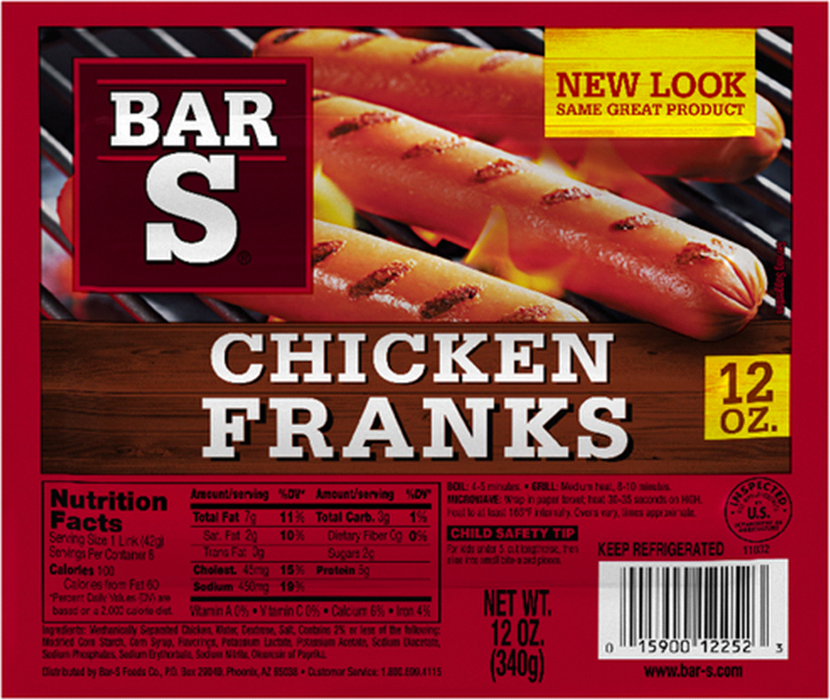 Bar S Chicken Franks , 12 oz